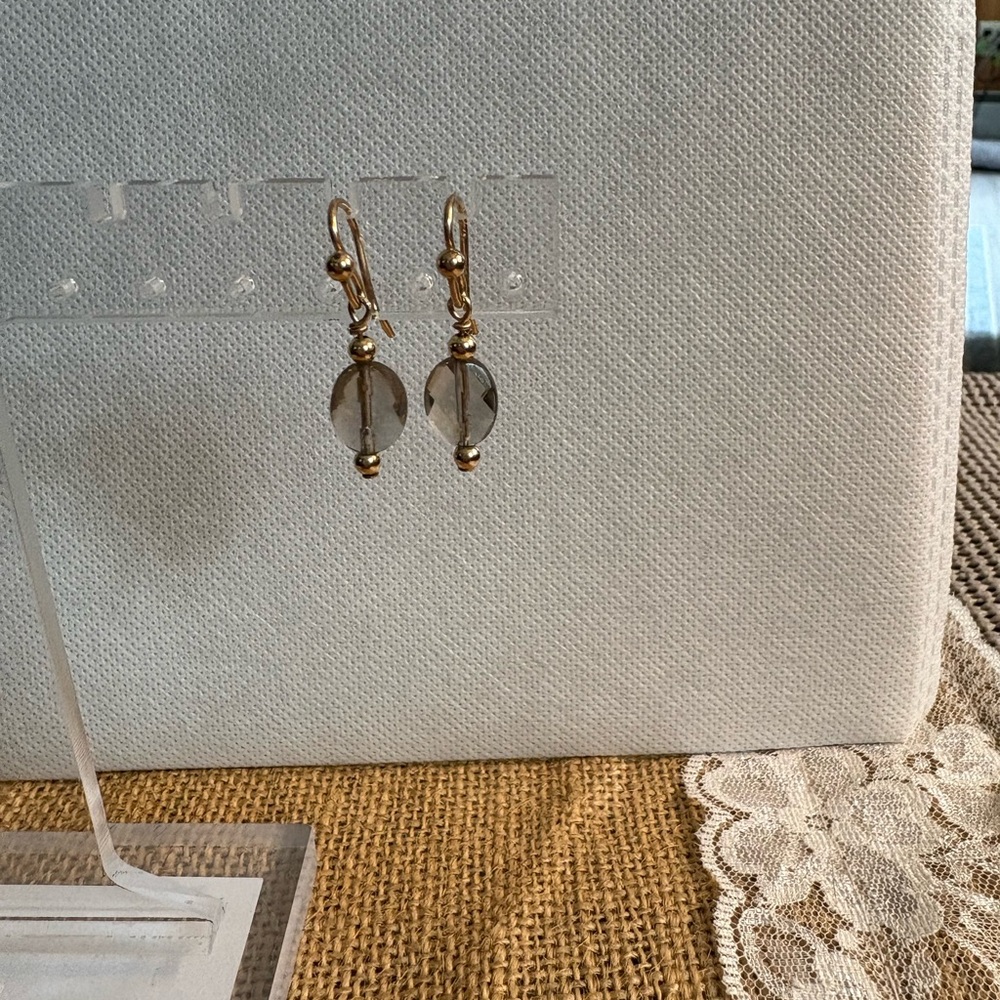 14 Karat Gold Smokey Quartz Earrings